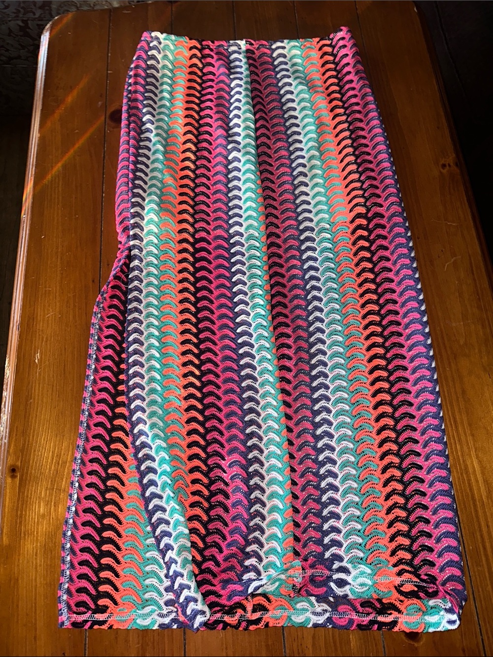 SHEIN Multicolor Wave-Print Maxi Skirt - Pink, Coral, Teal, Navy, Black, White